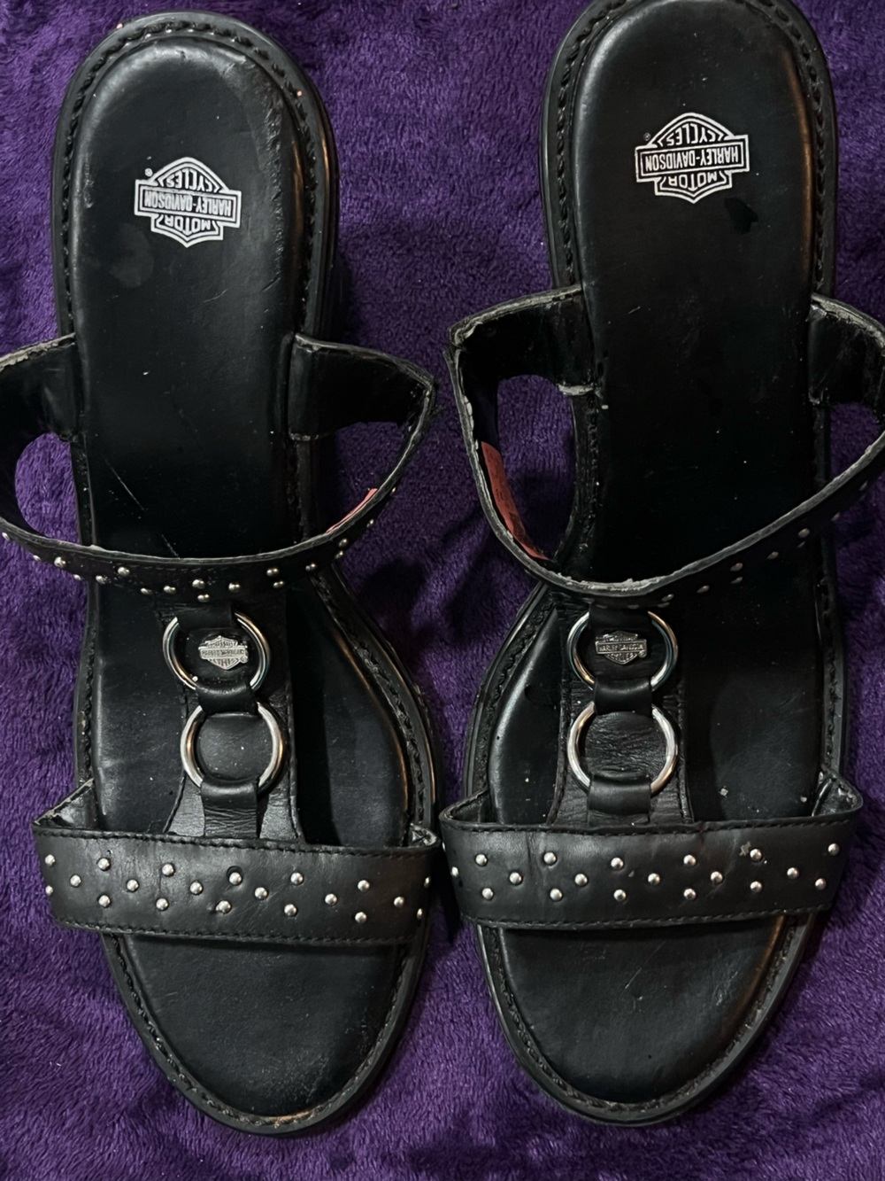 Harley-Davidson Black Studded Ring Strap Sandals